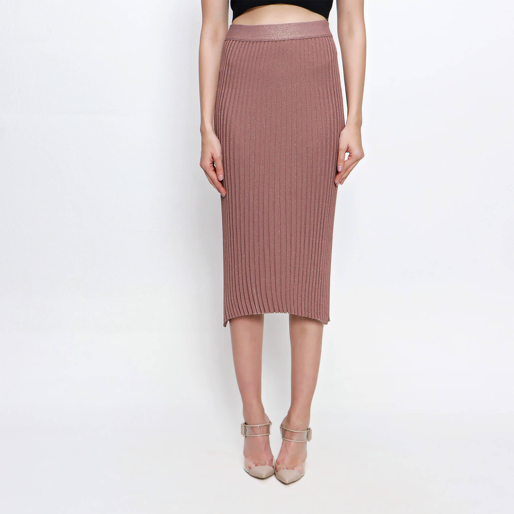 Prada - Rose Shiny Knit Pencil Skirt